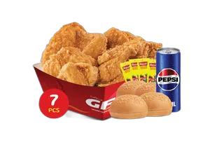 Broasted 7 pcs Combo WT 4bun 4 Ketchup 1pepsi, 330ml
