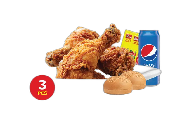 بروستد 3 قطع كومبو 2 خبز 3 كاتشب 1 بيبسي 250 مل