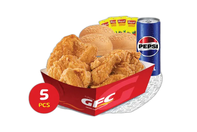 كومبو بروستد 5 قطع 3 خبز 4 كاتشب 1 بيبسي 330 مل