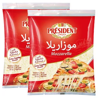 بريزيدن جبنة موزاريلا مبشورة 200X2 جم