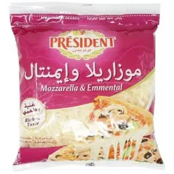بريزيدنت جبنة موزاريلا وإيمنتال مبشورة