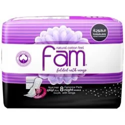 Fam Folded With Wings Night Feminine Pads