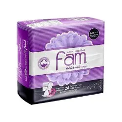 Fam Natural Cotton Feel Folded With Wings Night Feminine Pads