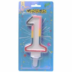 Tc-Party Glitter Big Number Candle 1 with Holder