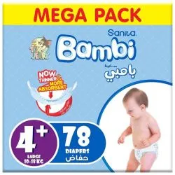 Sanita Bambi Large Diapers Size 4+ (10-18 Kg)