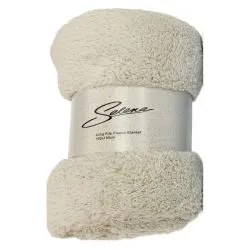 Selena Long Pile Fleece Blanket Light Beige