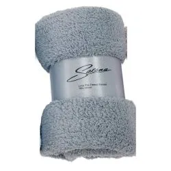 Selena Long Pile Fleece Blanket Light Grey