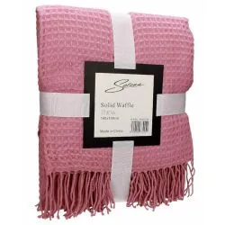Selena Csi Solid Waffle Pink Throw