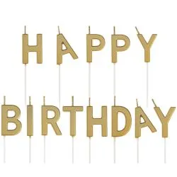 Tc-Party Gold Happy Birthday Letter Candle