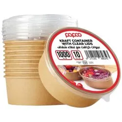 Papco Eco Friendly Kraft Container 1000 ml With Lid