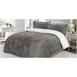 Selena Sherpa Comforter Set Taupe Color