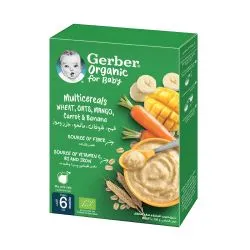 Gerber Organic Baby Multicereals Wheat Oats Mango Carrot & Banana From 6 Months 200 g