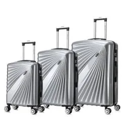 Abs  Double Four Spinner Wheels Trolley Case Grey Set Of 3