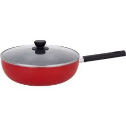 Bernardo Non-Stick Wok Pan With Glass Lid Red