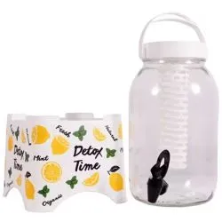 Decorated Beverage Dispenser Detox Time With Infuser