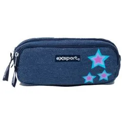 Exsport Jeans Pencil Case 3 Compartment Assorted