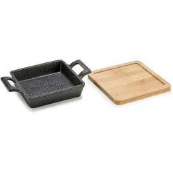Kinvara Small Square Cast Iron Pan W/Bamboo Tray