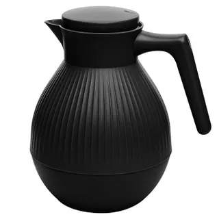 Black Ribbed Vacuum Flask