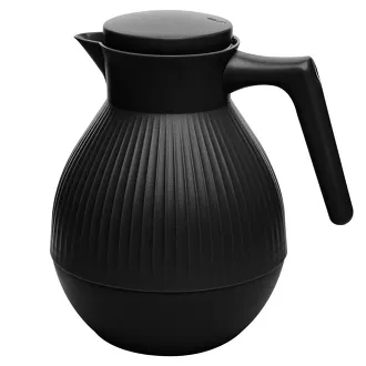 Black Ribbed Vacuum Flask