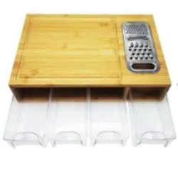 Bamboo Cutting Board Drawer Stainless Steel Grater