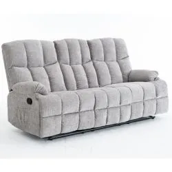 Recliner Chenille 3 Seater Light Grey