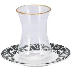 Bella Andalus Green Glass Teacup With Saucer
