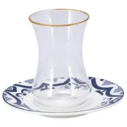 Bella Izmir Glass Teacup With Saucer