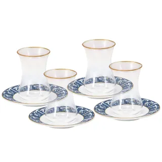 Bella Koufi Glass Teacup With Saucer 8pcs Set