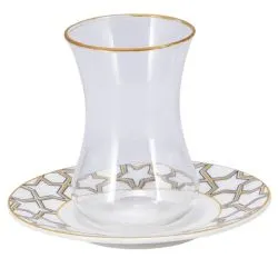 Bella Mozaiyk Glass Teacup With Saucer