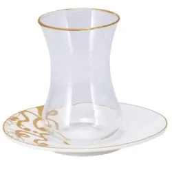 Bella Afia Glass Teacup With Saucer
