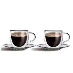 Bestmark Borosilicate Double Wall Glass Cup + Saucer 80 ml