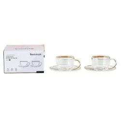 Bestmark Borosilicate Double Wall Glass Cup + Saucer