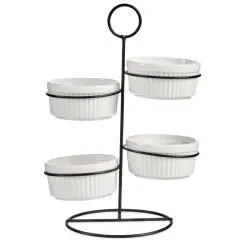 Vessia Bowls With Stand Black