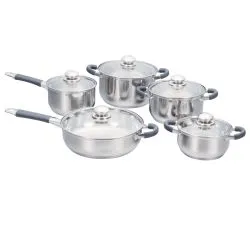 Stainless Steel Cookware Set With Glass Lid