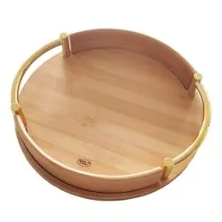 Bamboo Tray With Metal Handle