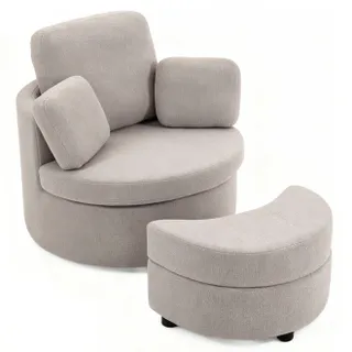 Swivel Leisure Chair With Storage Grey