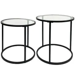 Sleek Black Circles Side Table Set Of 2