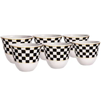 Black & White Ceramic Gahwa Cup Set