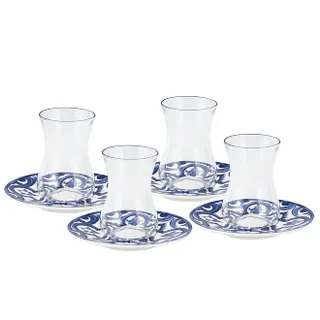 Bella Andalus Glass Tea Cup with Saucer 4+4