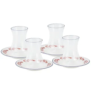Bella Izmir Terra Cotta Glass Tea Cup with Saucer 4+4