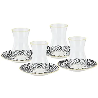 Bella Marrakesh Glass Tea Cup with Saucer 4+4