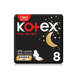 Kotex Overnight Maxi Protect Pads with Wings 8s