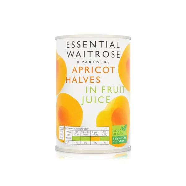 Waitrose Essential Apricot Halves in Fruit Juice 410g