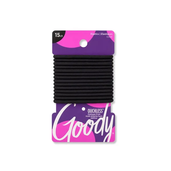 Goody Ouchless Black Hair Elastics x 15