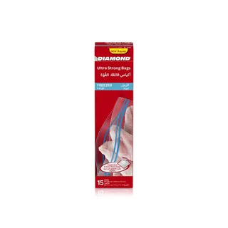 Diamond Freezer Large Clear Zipper Bags x 15