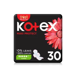 Kotex Maxi Protect Super Pads with Wings 30s