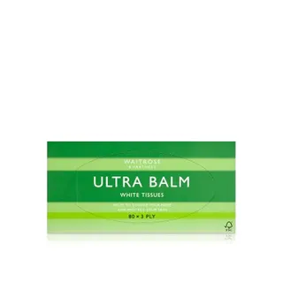Waitrose Ultra-Balm White Tissues 3ply 80sheets