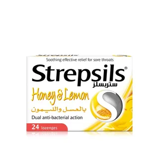Strepsils Soothing Effective Relief for Sore Throats Honey & Lemon Lozenges x 24