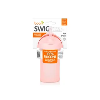 Boon Swig Silicone Straw Bottle Blush 270ml