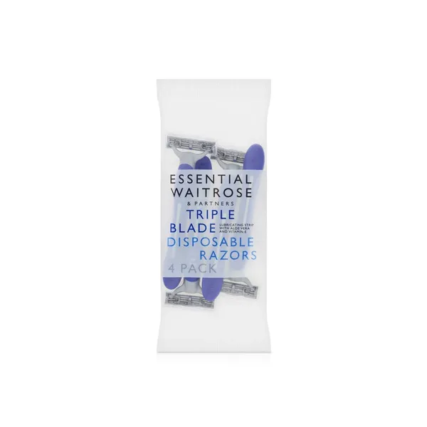 Waitrose Essentials 3 Blade Disposable Raxors x 4